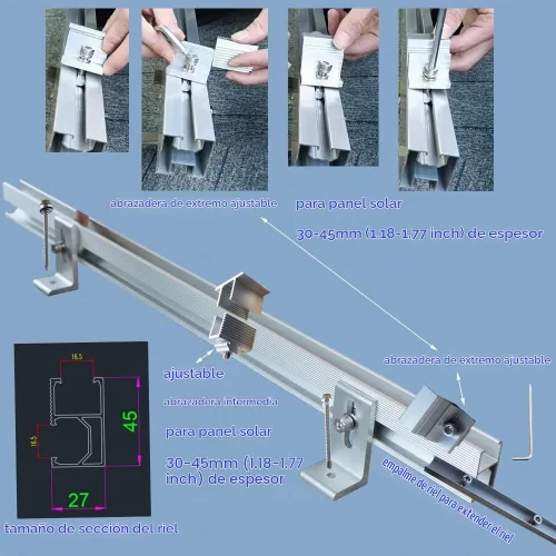 Vista 4 de Kit de soporte de montaje de techo de panel solar para techo de estaño inclinado inclinado