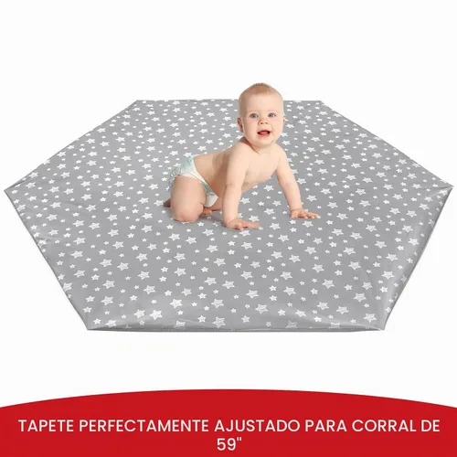 Vista 2 de Funda para tapete de juego para bebé (solo cubierta) compatible con tapete POP 'N GO Protector hexagonal antideslizante e impermeable