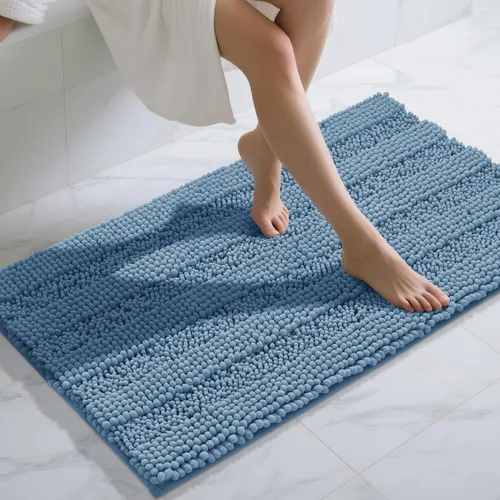 Vista 10 de Yimobra Tapetes de baño lavables, de chenilla súper suave y absorbente, para suelo y alfombra, de secado rápido, antideslizante, para bañera y Beige