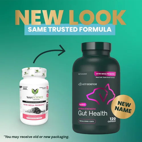 Vista 2 de VetriScience Laboratories - Mega Probiotic para perros y gatos, 120 cápsulas.
