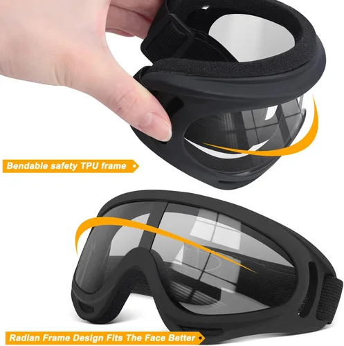 Vista 5 de OXG 5 pares de gafas de motocicleta para jóvenes, hombres y mujeres, gafas ATV de esquí, gafas anti-UV, a prueba de polvo y viento, para bicicletas