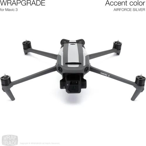 Vista 2 de WRAPGRADE Adhesivos parciales para DJI Mavic 3 / Mavic 3 Classic Accent Color (AIRFORCE SILVER)