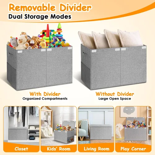 Vista 4 de Caja grande de juguetes con tapa, organizador de almacenamiento de juguetes para niños y niñas, canasta grande de juguetes para sala de estar, sala