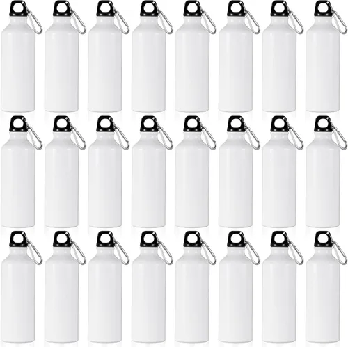 Vista 10 de 24 botellas de agua de aluminio de 17 onzas, botellas reutilizables de aluminio con clips, paquete múltiple de agua ligera para deportes, fácil