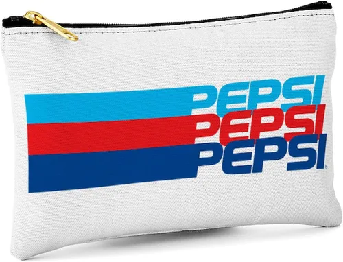 Vista 3 de CafePress Pepsi - Bolsa de maquillaje con cremallera a rayas, 8.5 x 6 pulgadas, Blanco