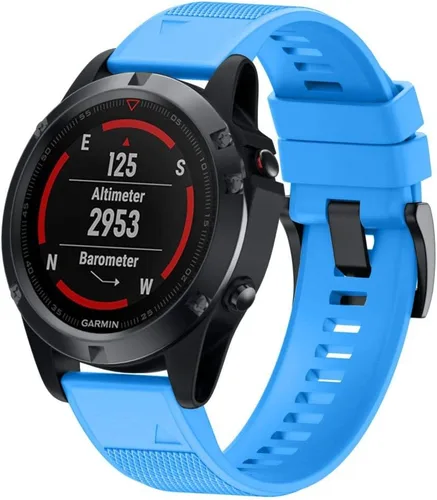 Vista 3 de ANCOOL - Correa para Garmin Fenix 5, de ajuste fácil, de silicona suave de 22 mm de ancho, correa de reloj para Garmin Fenix 5 Azul