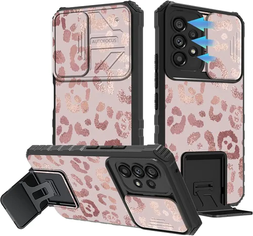 Vista 153 de Funda para Samsung Galaxy A13 5G/4G/A04S, Galaxy A13 5G con cubierta de cámara deslizante, funda de doble capa integrada con función atril