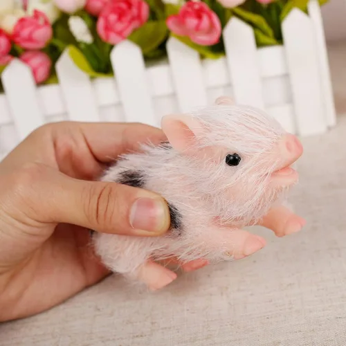 Vista 8 de Eummy Juego de Mini Animales de Silicona Cerdo, Juguetes de 5 Pulgadas para Niñas y Niños, Muñeca de Cerdito Linda y Realista de Cuerpo Suave