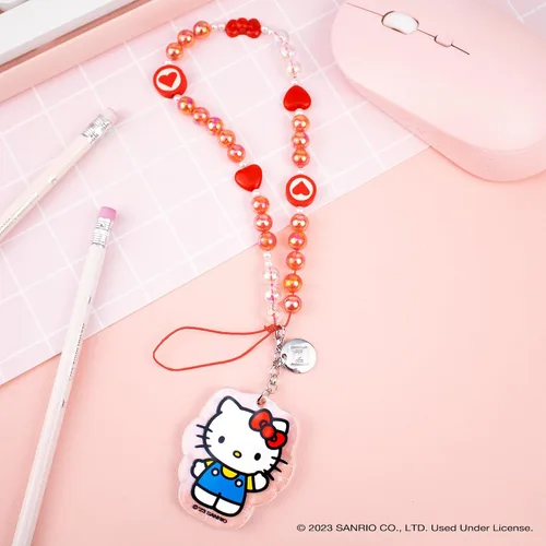 Vista 3 de iFace Hello Kitty - Correa de muñeca con cuentas y figura de Hello Kitty AirPods de 1ª/2ª generación con mosquetón
