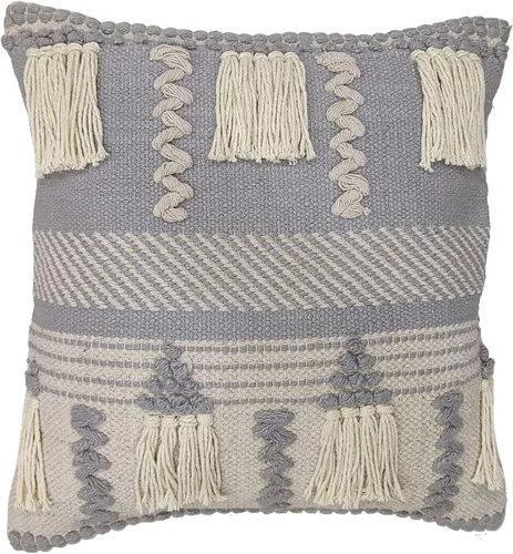 Vista 7 de Trade Star Funda de almohada Kilim de 100% algodón, estilo bohemio, copetudo, funda de almohada del suroeste, funda de cojín decorativa tejida a