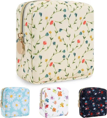 Vista 37 de izuzta Nylon Lager Pequeño Slim Mini Maquillaje Bolsa Organizador, Beige, Viajes