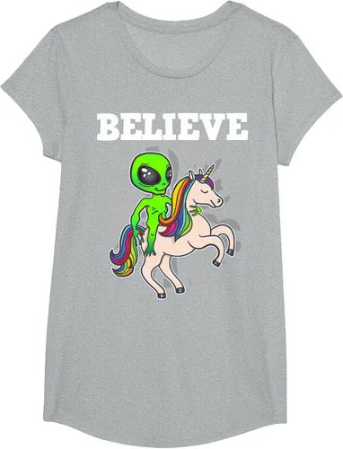 Vista 86 de Believe Space Alien Riding Unicorn - Camiseta de regalo divertida, Negro, S