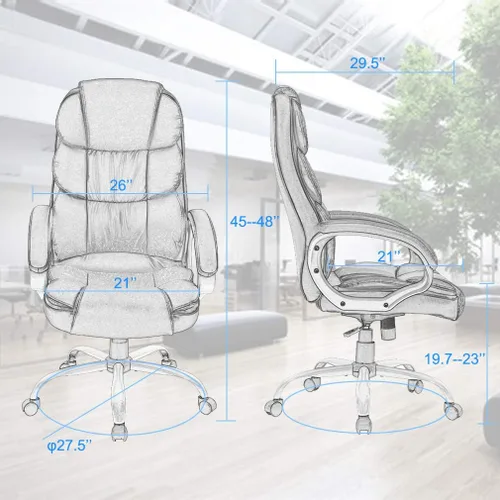 Vista 3 de Silla de oficina ergonómica, silla de escritorio barata, silla de computadora con brazos, moderna silla giratoria ejecutiva para dolor de espalda