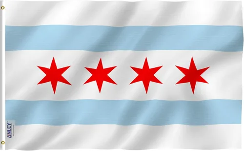 Vista 9 de Anley EverStrong Series - Bandera de la ciudad de Chicago de 3 x 5 pies resistente, rayas bordadas y cosidas, 4 filas de costuras de cerradura
