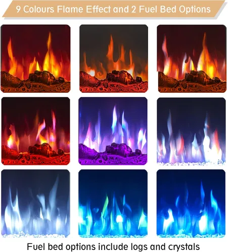 Vista 5 de Efiretric® Grace - Chimenea eléctrica 3 en 1 de 36 pulgadas de ancho (EF449), independiente, montada en la pared, empotrada, efecto de llama de 9