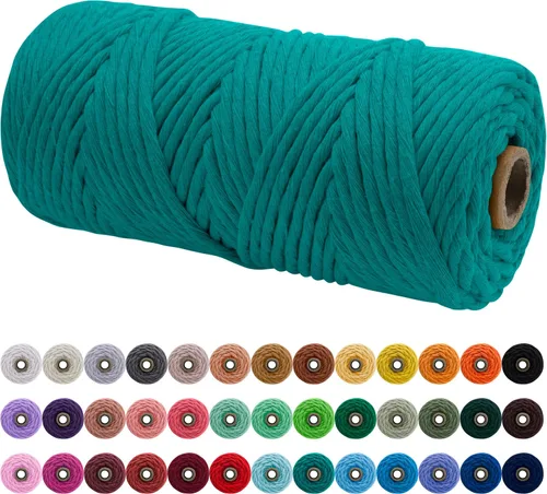 Vista 159 de JeogYong Cordón de macramé de un solo hilo 3 mm x 109 yardas (328 pies) Cuerda de algodón suave Hilo de macramé de 3 mm, suministros de macramé