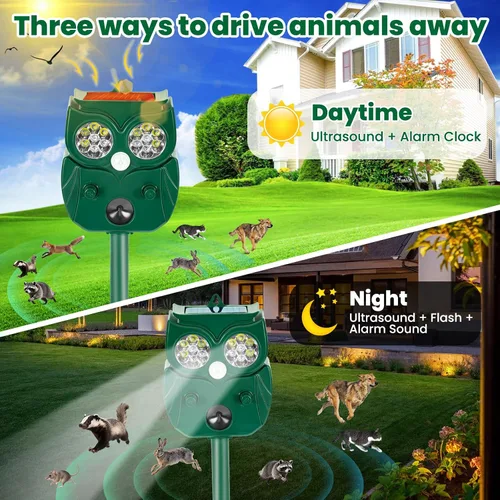 Vista 6 de Solar Ultrasonic Animal Repellent Outdoor, 4Pack Waterproof Deer Repellent Devices with RIP Motion Sensor, Cat Repellent with LED Flashing Lights