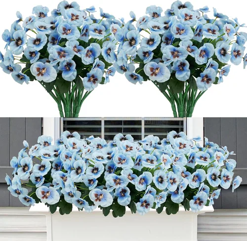 Vista 9 de Agusbagli 6 paquetes de flores artificiales, 11.7 pulgadas para exteriores, resistentes a los rayos UV, margaritas de flores silvestres pequeñas,