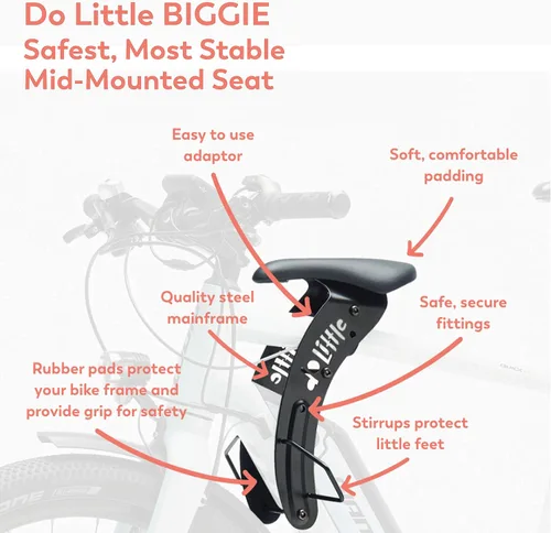 Vista 2 de DO LITTLE Asiento de bicicleta para niños montado en la parte delantera para conducción activa