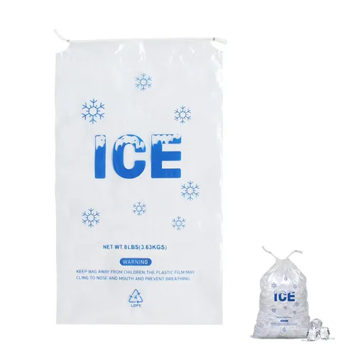 Vista 12 de 200 UNIDADES Bolsas de Hielo de Plástico con Cordón de 3 lb. 9 x 15.5 Pulgadas Bolsas de Hielo de Plástico Resistentes con Cordón de Plástico