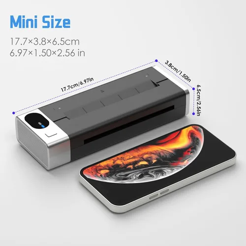 Vista 7 de KVM Mini impresora térmica inalámbrica de plantillas de tatuaje Bluetooth