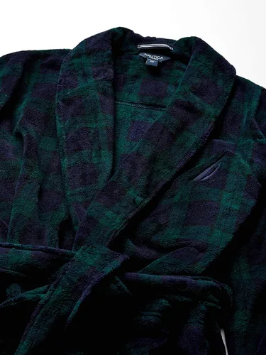 Vista 5 de Nautica Bata de manga larga para hombre con cuello de chal de felpa suave y acogedora