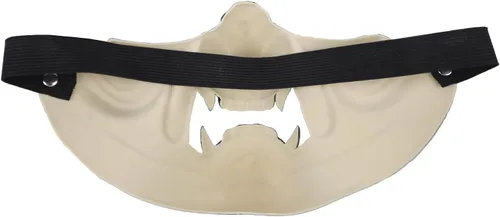 Vista 9 de OhMill Samurai Oni - Máscaras de media cara Airsoft Kabuki, máscaras de colmillos de demonio, máscaras para Halloween, juego de guerra de Cs