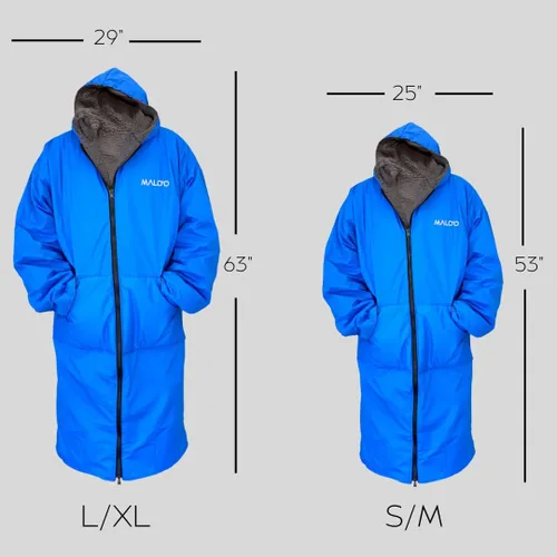 Vista 3 de Malo'o Parka de Surf con Forro Sherpa para Adultos Bata de Cambio, Parka de Natación Impermeable y Resistente al Viento, Bata Seca con Capucha