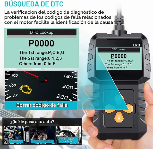 Vista 3 de Escáner OBD2 de Configuración Fácil Plug-Play: Lector de Códigos Profesional para Borrar y Restablecer Códigos de Error del Motor, Herramientas