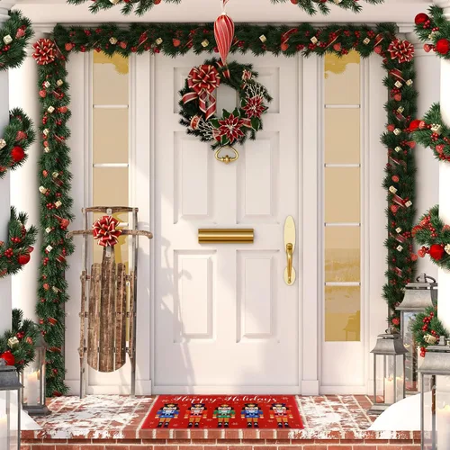 Vista 5 de Minatee Tapete Cascanueces Tapete de Puerta Felices Fiestas Tapete Lavable Antideslizante Alfombras de Piso Tapete de Piso Soldado de Navidad