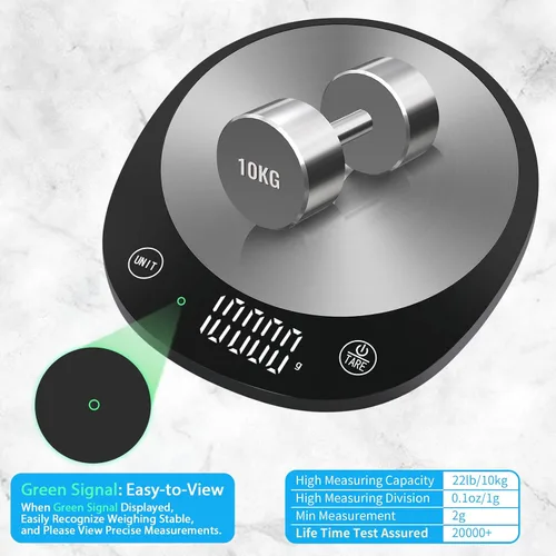 Vista 3 de Homebuds Báscula digital de alimentos de 22 libras gramos y onzas en 0.04 oz, alta precisión garantizada por la fábrica profesional de básculas