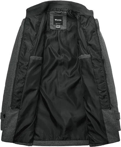 Vista 3 de Wantdo - Chaqueta cortavientos de cuello alto para hombre, mezcla de lana