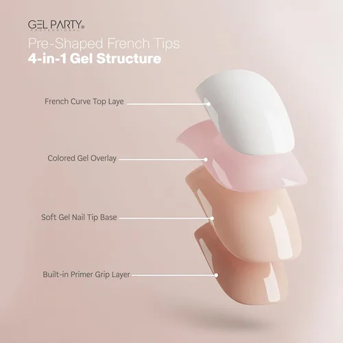Vista 9 de GELPARTY - Puntas de uñas francesas X-Nude Short Almond, 150 unidades, 15 Desnudo
