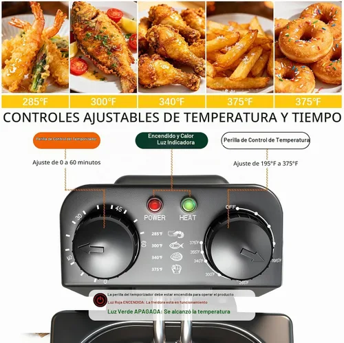 Vista 4 de CATTLEMAN Freidora con filtración de aceite, 1600W, 3L, acero inoxidable