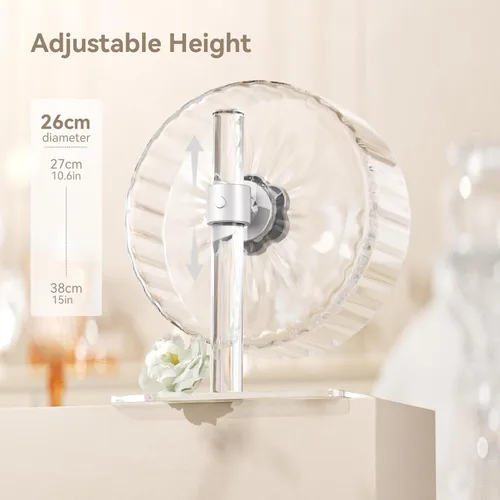 Vista 4 de BUCATSTATE Rueda de ejercicio para hámster de 10.2 pulgadas, ruedas giratorias súper silenciosas mejoradas para hámster con base ajustable