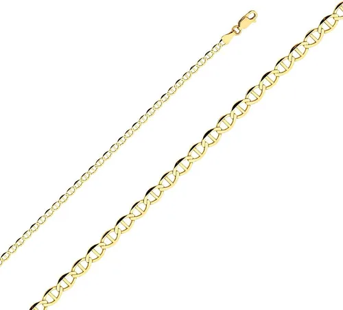 Vista 2 de Wellingsale 14K Solid Gold Flat Mariner Chains (Select Options)