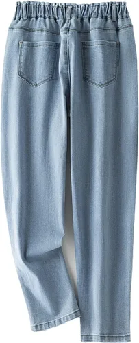 Vista 7 de Plus Size Pull-on Jeans for Women Thin Petite Full Length Mom High Waist Elastic Loose Harem Pants