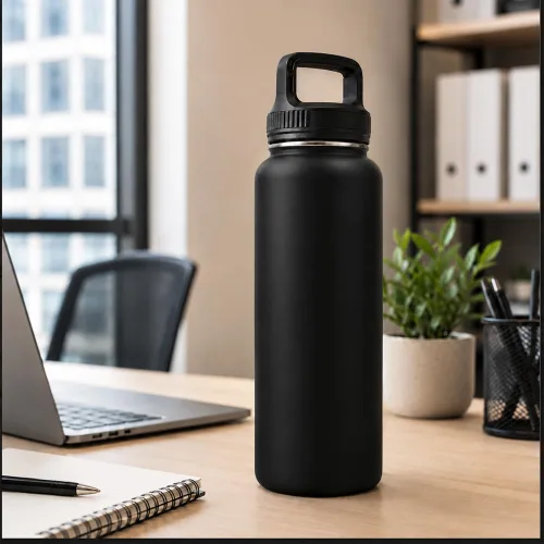 Vista 120 de SIPX™ Botella de Agua Aislada de 18 oz con 3 Tapas – Acero Inoxidable a Prueba de Fugas, Triple Aislamiento – Frío 24 Horas/Caliente 12 Horas – Negro