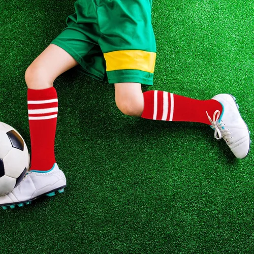 Vista 2 de Calcetines de fútbol para niños, calcetines de fútbol para niñas, calcetines de fútbol para niños, calcetines de tubo con rayas para niños pequeños