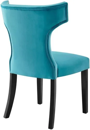 Vista 6 de Modway EEI-5008-BLU - Juego de 2 sillas de comedor de terciopelo de alto rendimiento, color azul