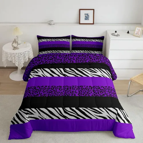 Vista 36 de Juego de edredón con estampado de leopardo para niños, tamaño individual, juego de ropa de cama de moda de piel de guepardo abstracto, decoración