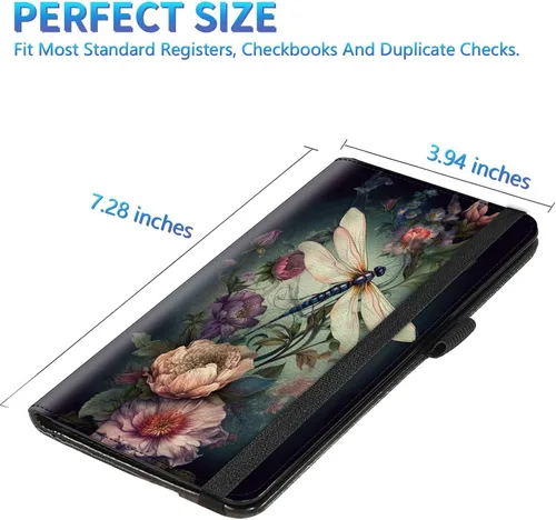 Vista 73 de Funda para chequera para hombres y mujeres, cartera de cuero RFID con ranuras para tarjetas de crédito, soporte de cheques duplicados personales