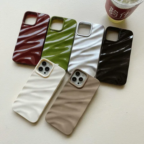 Vista 3 de Funda de teléfono con patrón de ondas de agua compatible con iPhone 14 Plus/15 Plus, bonita funda de lujo con forma de onda para mujeres y hombres