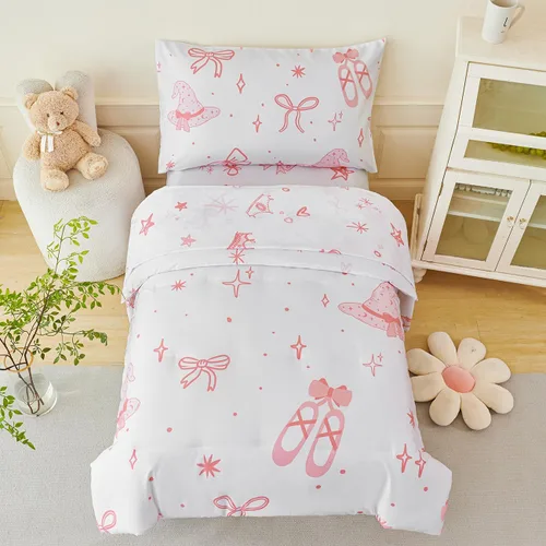 Vista 25 de PERFEMET Juego de cama de 4 piezas para niños pequeños con edredón de autos para niños, reversible, ligero, vehículos azules, juego de cama