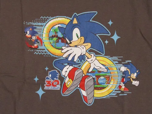 Vista 2 de Sonic the Hedgehog Classic Animated Character 30th Anniversary Classic Charcoal Tee