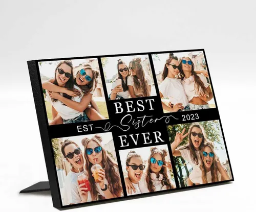 Vista 17 de M YESCUSTOM Marco de fotos personalizado con texto de amigos, marco de fotos de amistad para mejores amigos, panel de fotos Fover con pantalla
