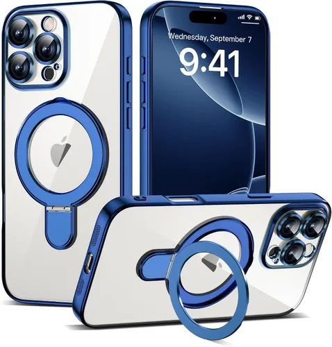 Vista 94 de Funda compatible con iPhone 12 con soporte de anillo magnético invisible [compatible con Mag-Safe] [Protector completo de lente de cámara] Funda