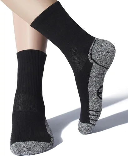 Vista 3 de Calcetines acolchados de algodón para hombre, con compresión de arco atlético, control de humedad, duraderos, cómodos, para trabajo, 6 pares