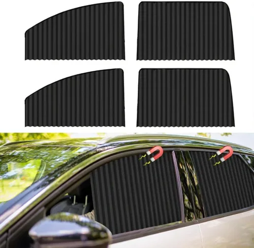 Vista 4 de Cortinas de auto para ventana lateral, 4 parasoles magnéticos de privacidad 100% bloquean la luz del automóvil con sensación más fresca