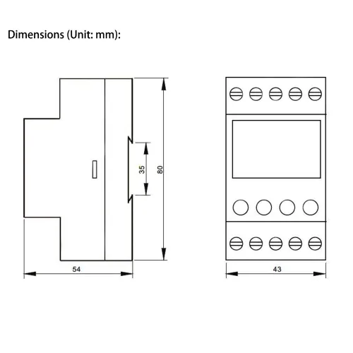Vista 6 de ATO Relé de monitoreo multifuncional, voltaje de línea, 3 fases, voltaje de fase de CA 208-480V, tiempo de retardo ajustable de 0.1-30s, relé
